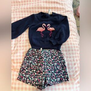 Janie and Jack Navy and Pink Flamingo Set